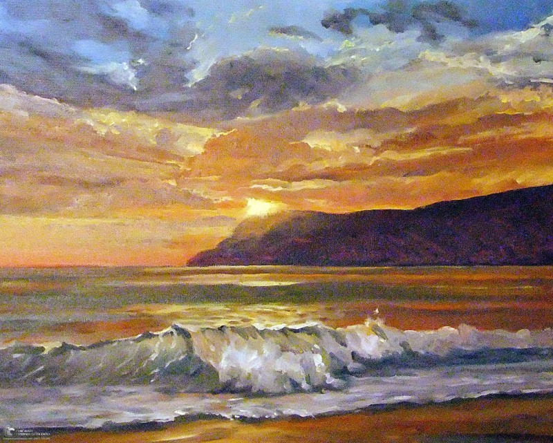 Bức Tranh Bờ Biển Dưới Ánh Hoàng Hôn Lãng Mạn.jpg