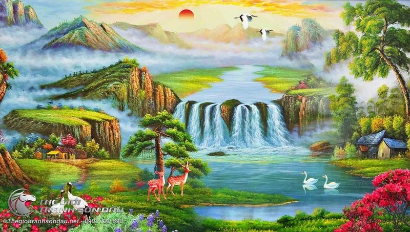 Mẫu Tranh Sơn Thủy May Mắn Tài Lộc Cho Phòng Khách.jpg