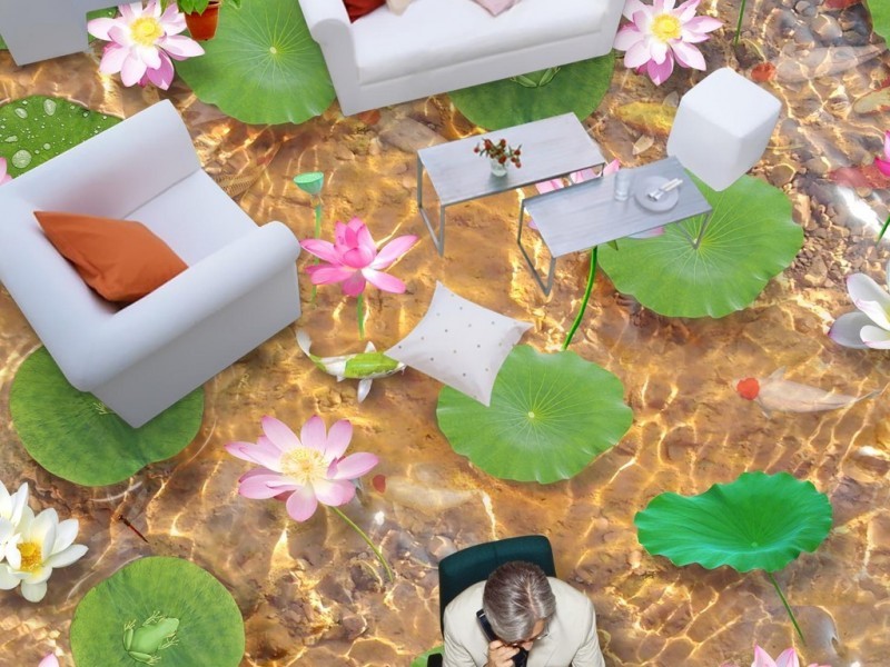 Tranh 3D ao sen cho văn phòng độc đáo.jpg