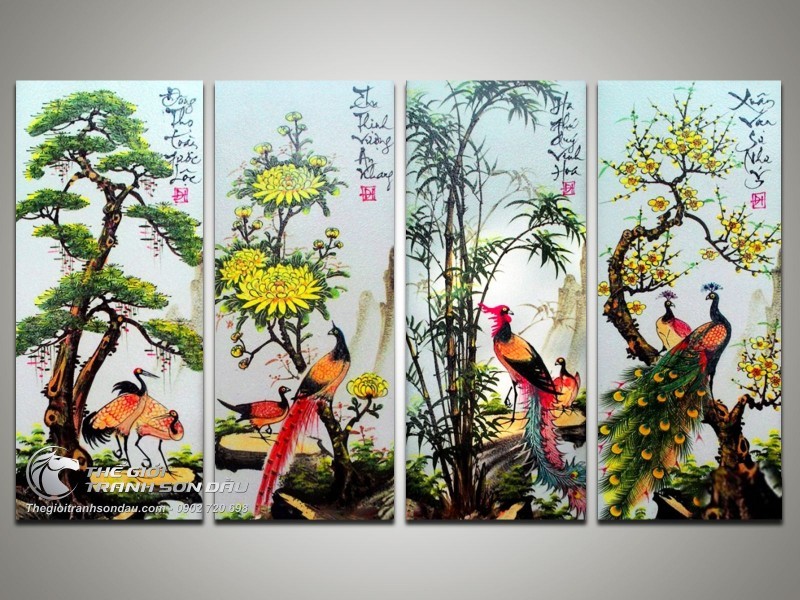 Tranh bộ 4 tấm tứ bình Tùng Cúc Trúc Mai.jpg
