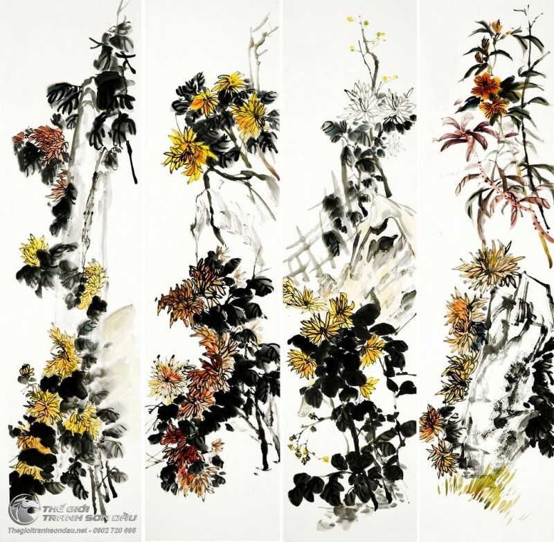 Tranh Bộ Tứ Quý Hoa Cúc 4 Mùa.jpg