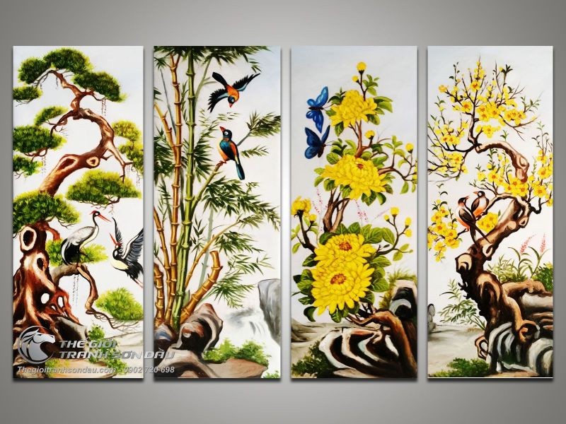 Tranh bộ tứ quý Tùng Cúc Trúc Mai.jpg