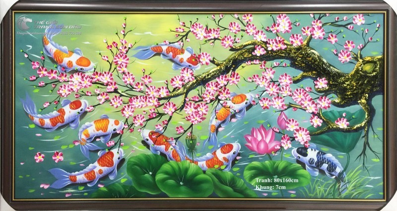 Tranh Cá Chép Hoa Đào Hoa Sen.jpg