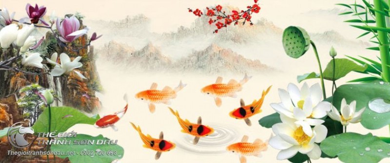 Tranh Cá Chép Hồng Mai Hoa Sen.jpg