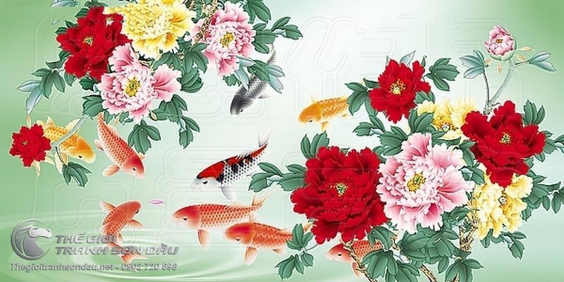 Tranh Cá Chép Mẫu Đơn Khổ Ngang.jpg