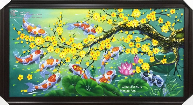 Tranh Cá Chép Phong Thủy Hoa Mai Hoa Sen.jpg