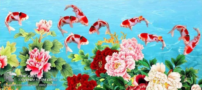 Tranh Cá Chép San Hô Và Hoa Mẫu Đơn.jpg