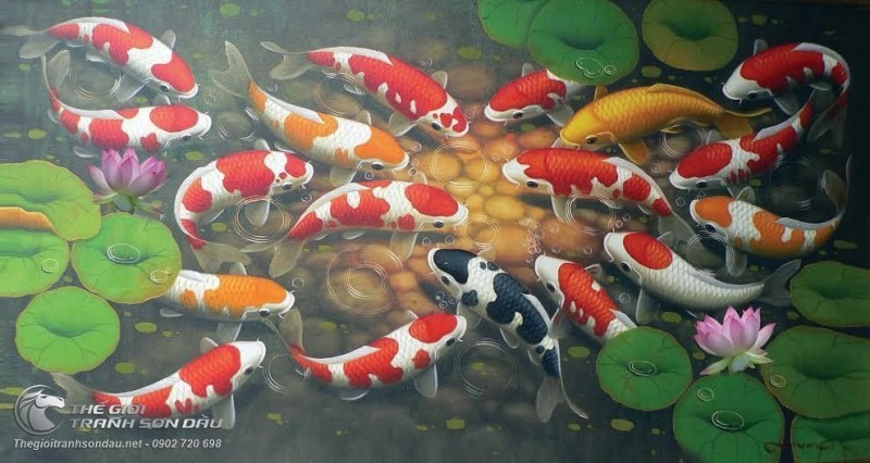 Tranh Cá Chép Và Hai Đóa Hoa Sen.jpg