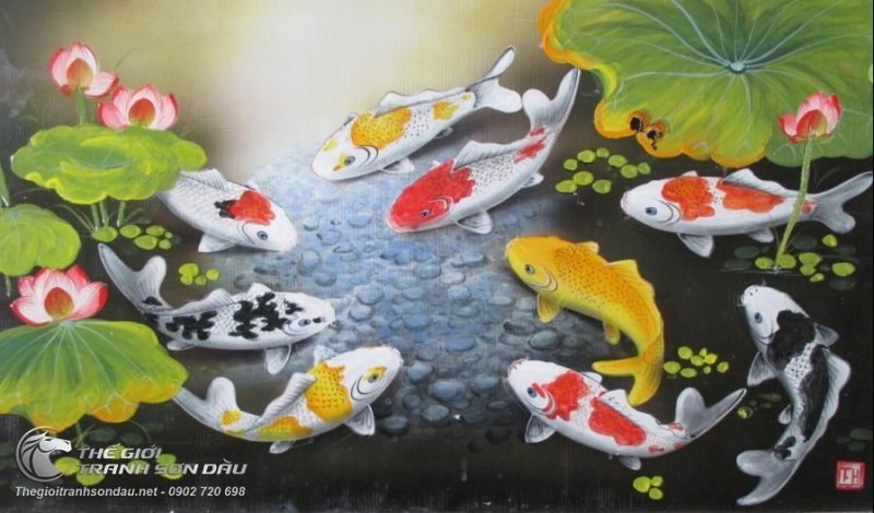 Tranh Cá Chép Vàng Cá Chép Đen Cá Chép Đỏ.jpg