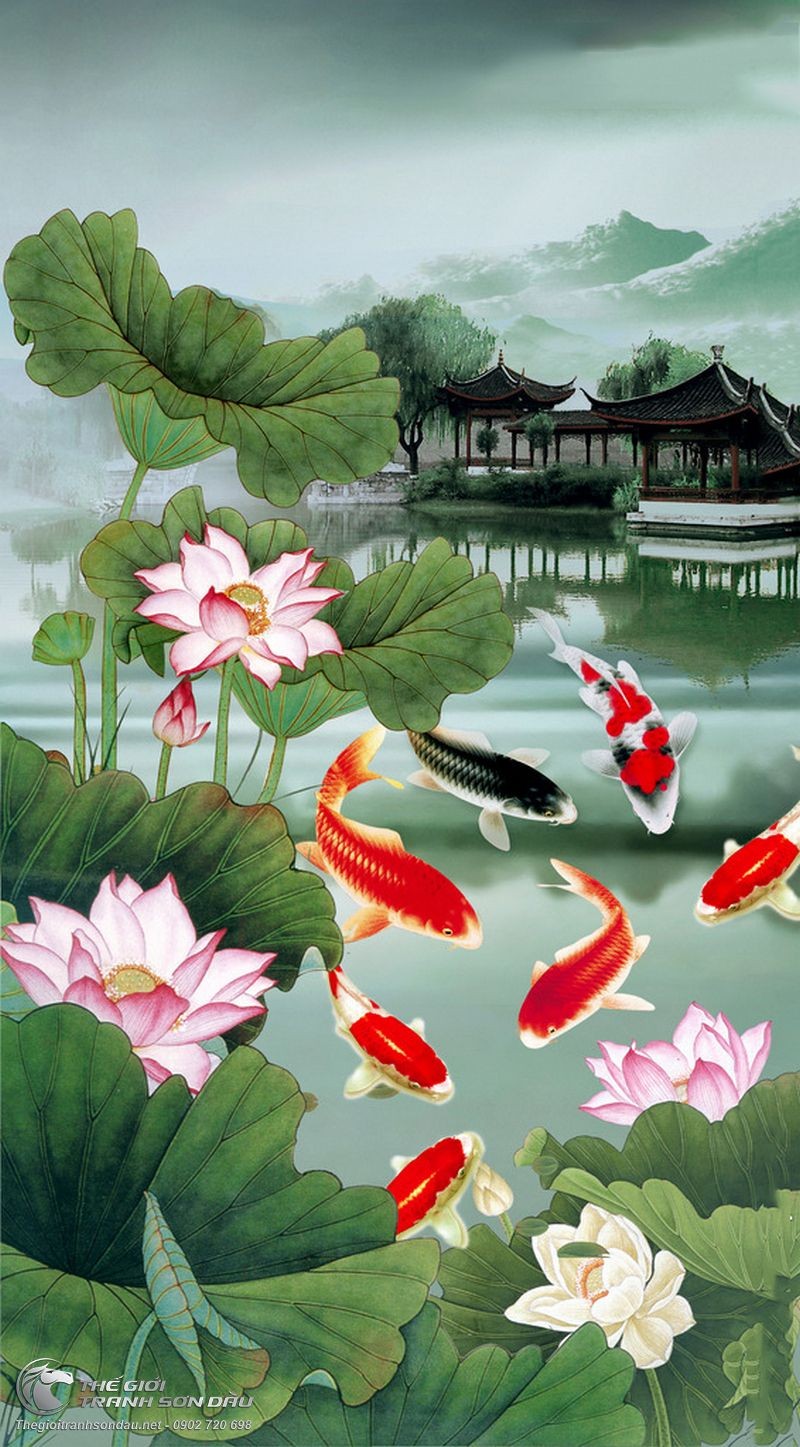 Tranh Cẩm Lý Hoa Sen Và Lầu Các.jpg