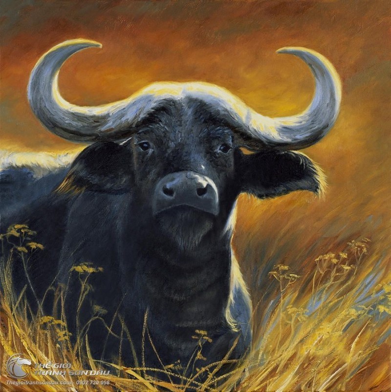 Tranh Chú Trâu Trong Đồng Cỏ Khô.jpg
