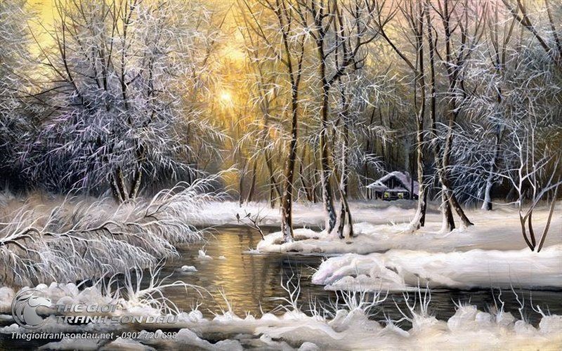 Tranh Con Suối Trong Rừng Tuyết Trắng Xóa.jpg