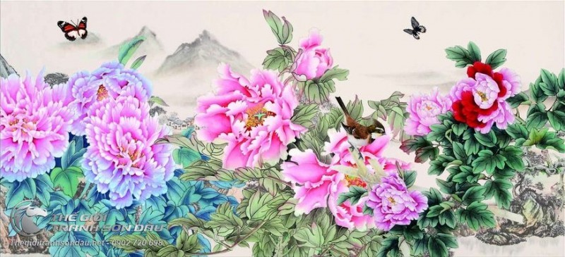 Tranh Đôi Bướm Bay Lượn Và Hoa Mẫu Đơn.jpg