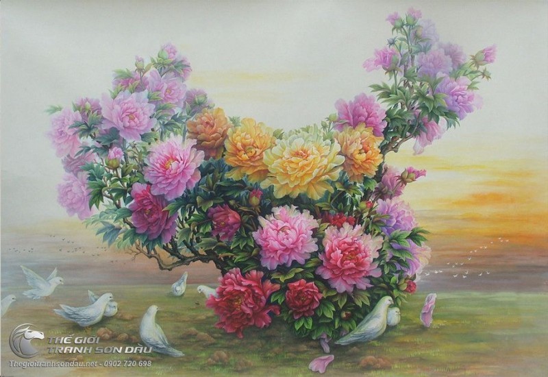 Tranh Hoa Mẫu Đơn Rực Rỡ Và Chim Bồ Câu.jpg