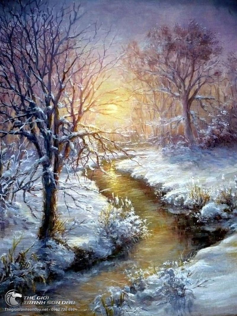 Tranh Khe Suối Nhỏ Giữa Khu Rừng Tuyết Trắngư.jpg