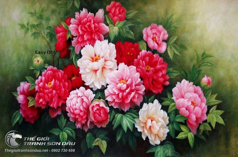 Tranh Khóm Hoa Mẫu Đơn Khoe Sắc.jpg