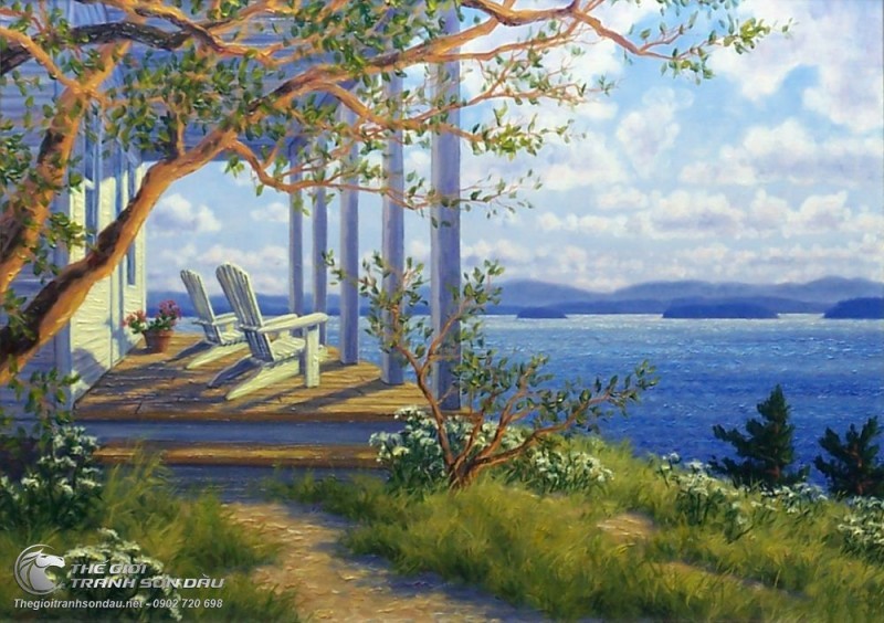 Tranh Phong Cảnh Biển Và Ngôi Nhà Trắng.jpg