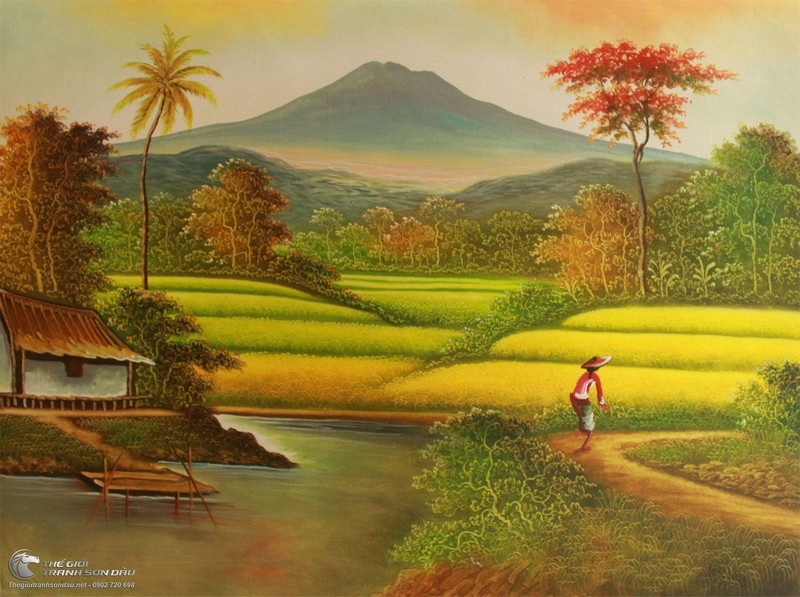 Tranh Phong Cảnh Cánh Đồng Lúa Chín Vàng.jpg