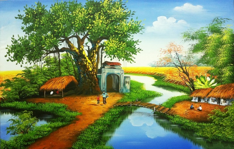 Tranh Phong Cảnh Quê Hương Đất Nước Việt Nam Xưa.jpg