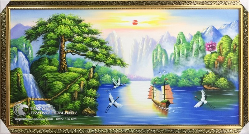 Tranh Phong Cảnh Sơn Thủy Cây Tùng Thuận Buồm Xuôi Gió.jpg