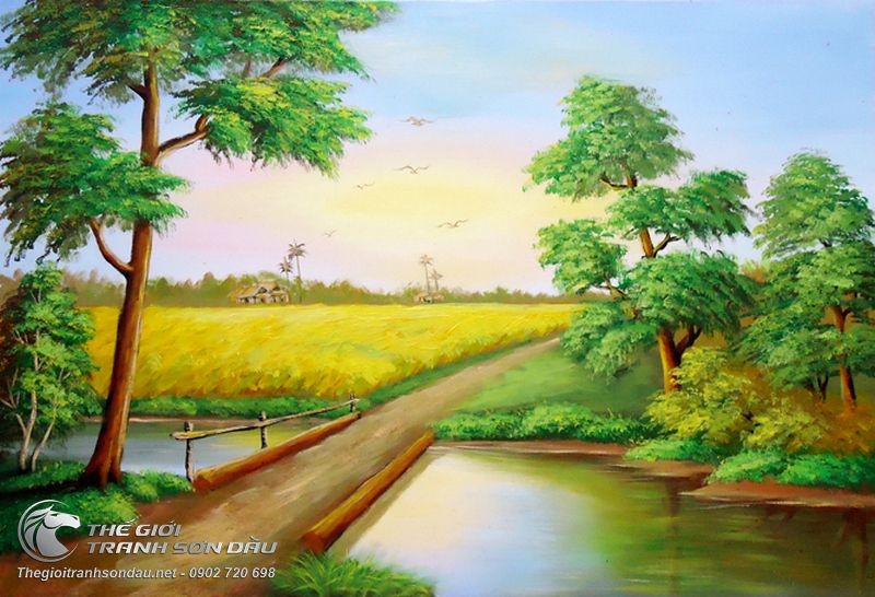 Tranh Quê Hương Đường Quê Mua Lúa Chín.jpg