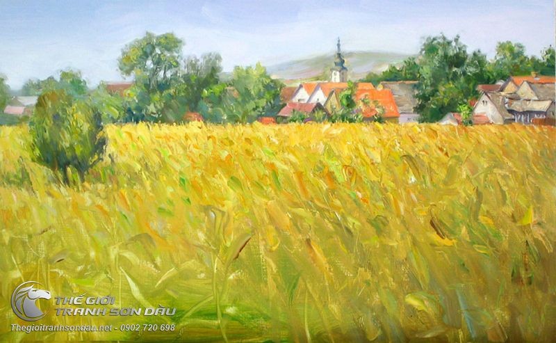 Tranh Quê Hương Mùa Lúa Vàng Quê Nghèo.jpg