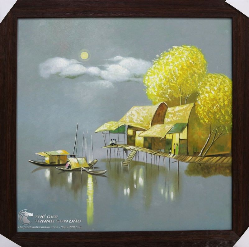 Tranh Quê Hương Nhà Trên Sông.jpg
