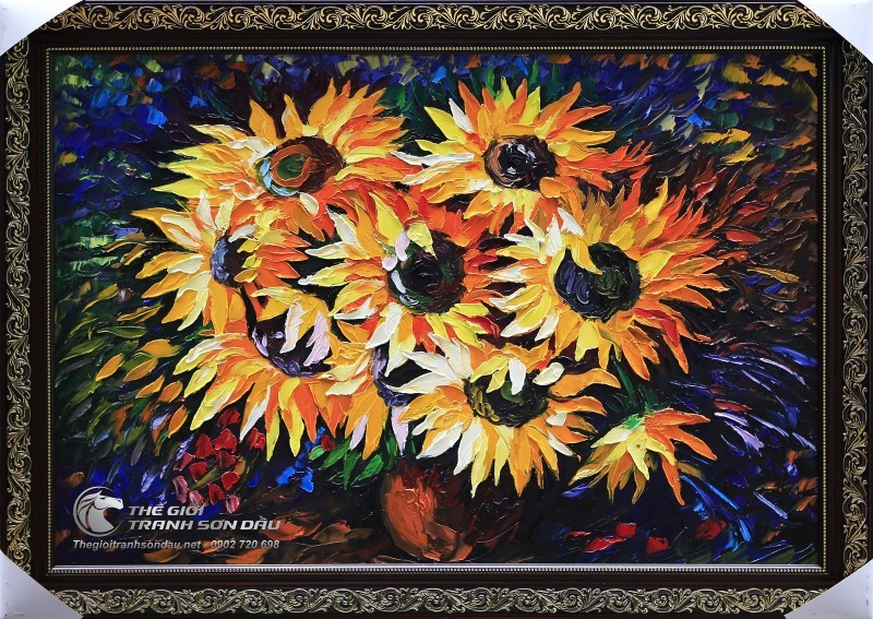 Tranh Sơn Dầu Bình Hoa Hướng Dương Vẽ Bay Nghệ Thuật.jpg