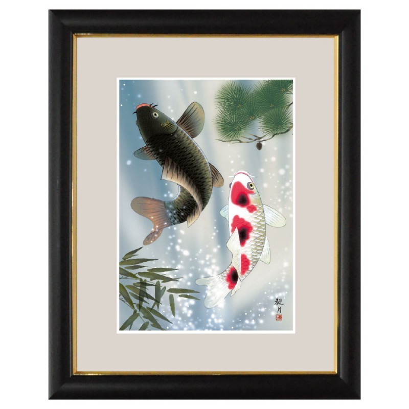 Tranh sơn dầu cá chép vượt thác vẽ đơn giản.jpg