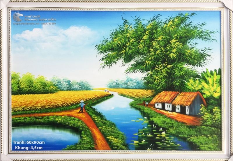 Tranh Sơn Dầu Phong Cảnh Quê Hương Mái Nhà Tranh.jpg
