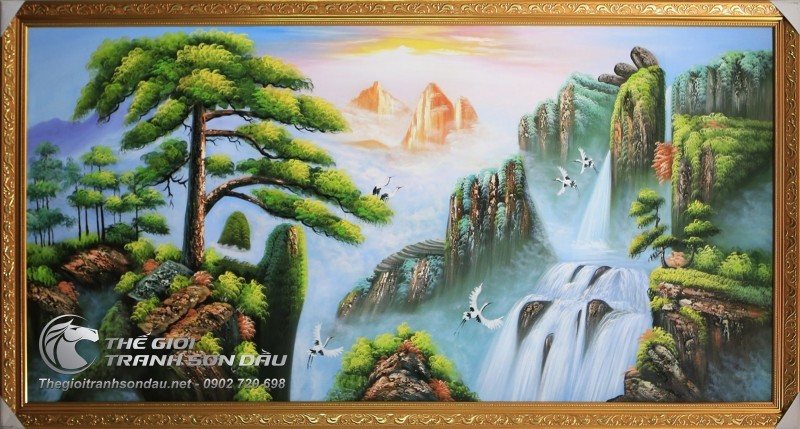 Tranh Sơn Dầu Phong Cảnh Sơn Thủy Cây Tùng.jpg
