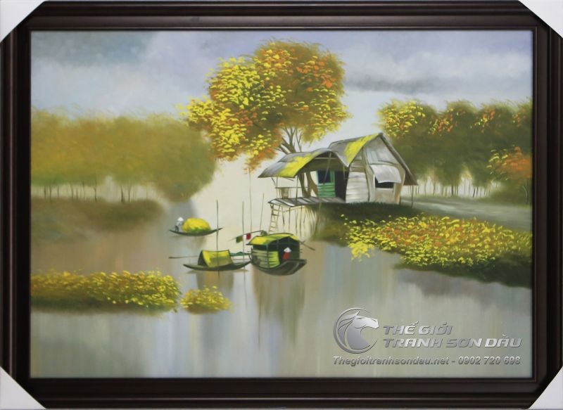 Tranh Sơn Dầu Phong Cảnh Sông Nước Quê Nhà.jpg