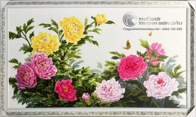 Tranh Sơn Dầu Phong Thủy Tám Hoa Mẫu Đơn.jpg