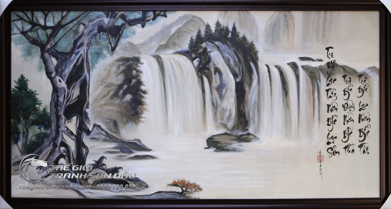 Tranh Sơn Dầu Thủy Mặc Phong Cảnh Thác Nước.jpg