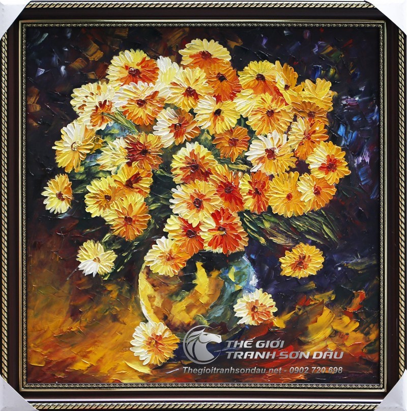 Tranh Sơn Dầu Vẽ Dày Màu Hoa Cúc Vàng Lung Linh.jpg