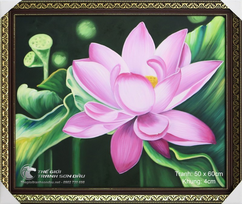 Tranh Sơn Dầu Vẽ Hoa Sen Hồng Nghệ Thuật.jpg
