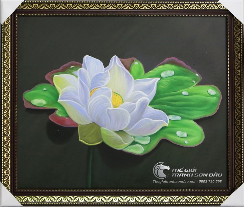 Tranh Sơn Dầu Vẽ Hoa Sen Trắng Nghệ Thuật.jpg