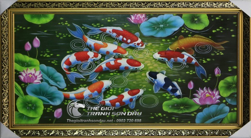 Tranh Sơn Dầu Vẽ Hoa Sen Và Cá Chép.jpg