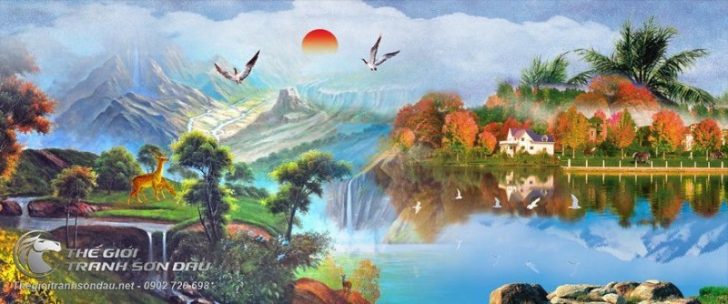 Tranh Sơn Thủy Cảnh Sắc Thơ Mộng Của Mây Núi Sông Nước.jpg