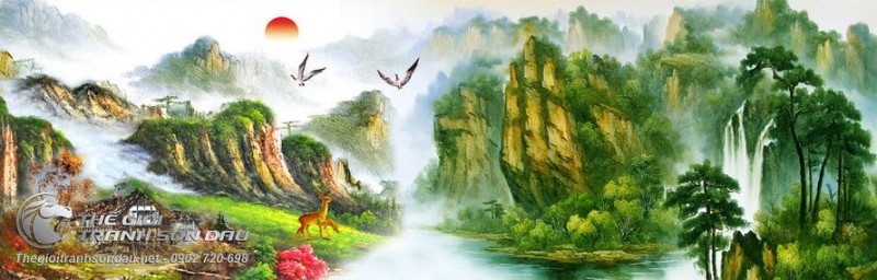 Tranh Sơn Thủy Núi Non Hùng Vĩ Và Chim Muông.jpg