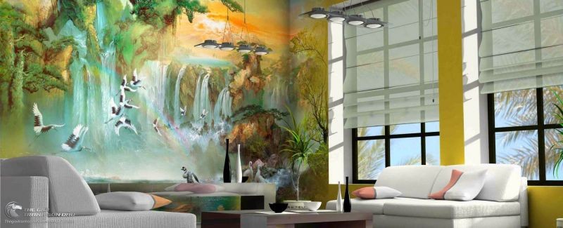 Tranh Sơn Thủy Phong Cảnh Vẽ Tường Phòng Khách.jpg