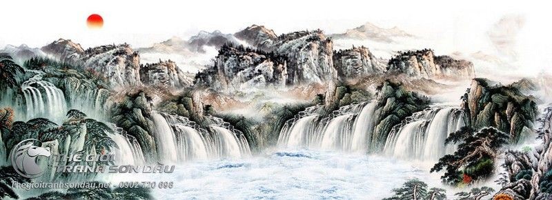 Tranh Thủy Mạc Thác Đổ Sương Bạc.jpg