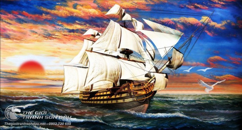 Tranh Thuyền Buồm Chạy Ngược Hướng Mặt Trời.jpg