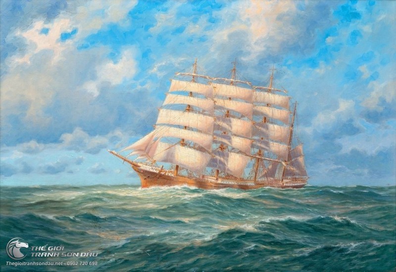 Tranh Thuyền Buồm Dập Dìu Trên Biển Cả.jpg