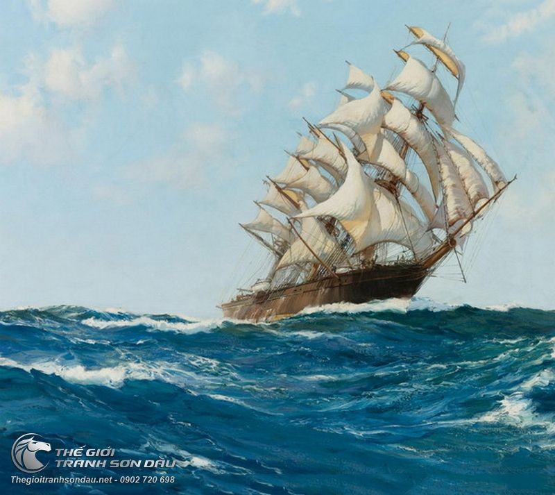 Tranh Thuyền Buồm Lướt Nhẹ Trên Sóng Biển.jpg