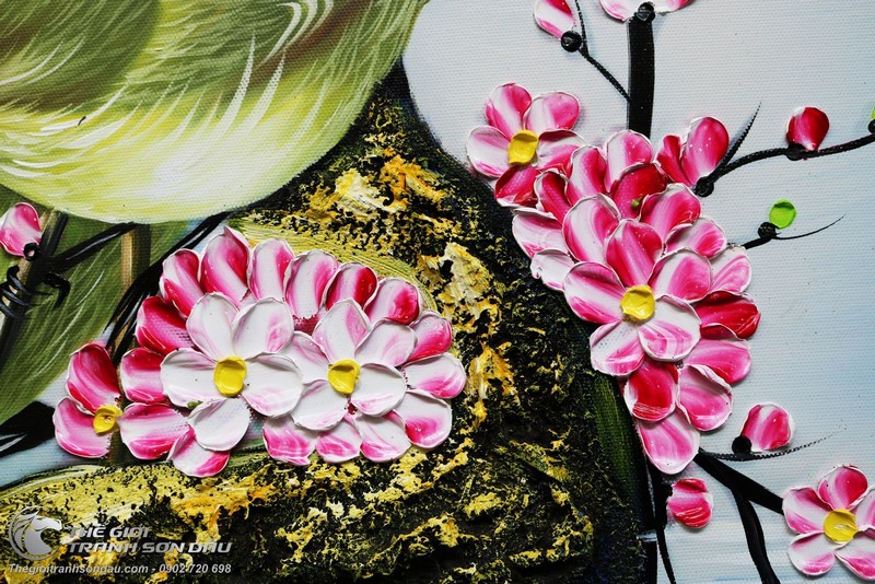 Tranh Tổ Chim Trên Gốc Đào Vẽ Thủ Công Sơn Dầu 100% (4).jpg