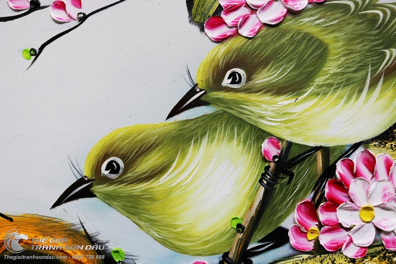 Tranh Tổ Chim Trên Gốc Đào Vẽ Thủ Công Sơn Dầu 100% (5).jpg