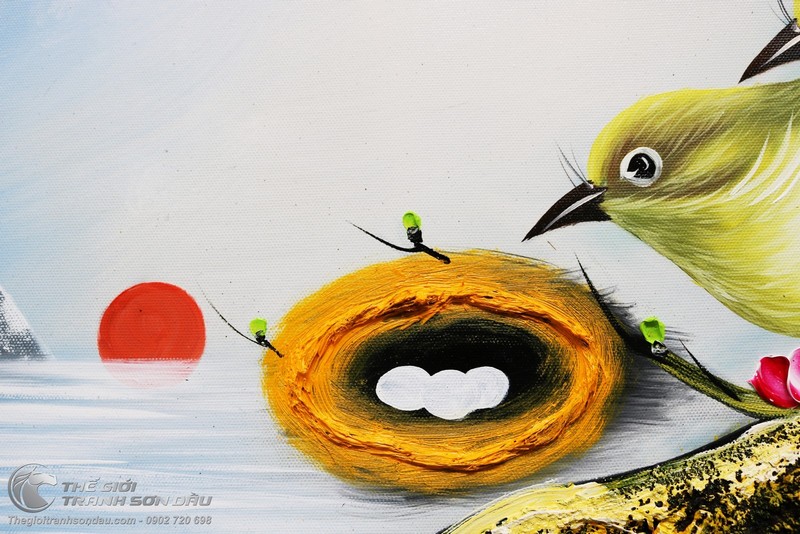 Tranh Tổ Chim Trên Gốc Đào Vẽ Thủ Công Sơn Dầu 100% (6).jpg