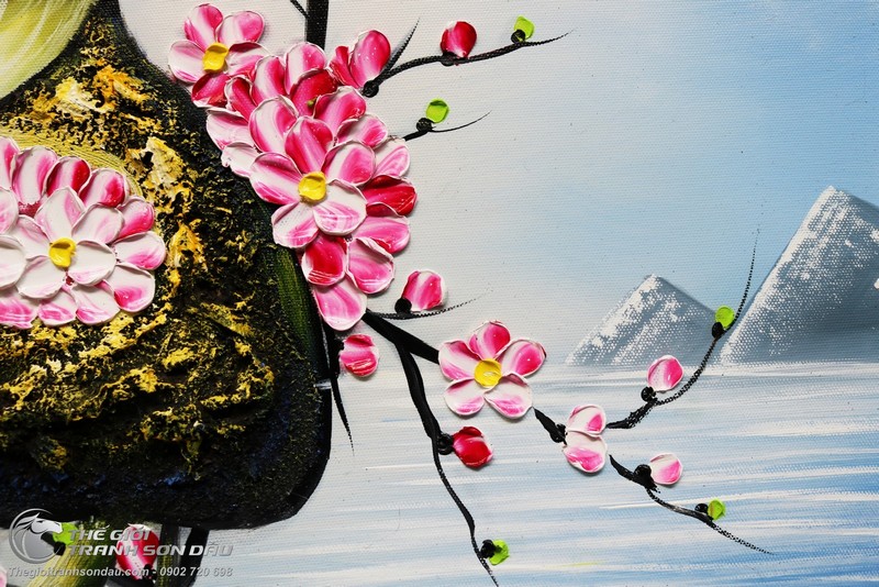 Tranh Tổ Chim Trên Gốc Đào Vẽ Thủ Công Sơn Dầu 100% (9).jpg