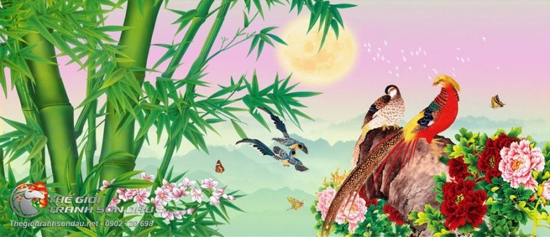 Tranh Trúc Hoa Mẫu Đơn Và Hoa Lan.jpg